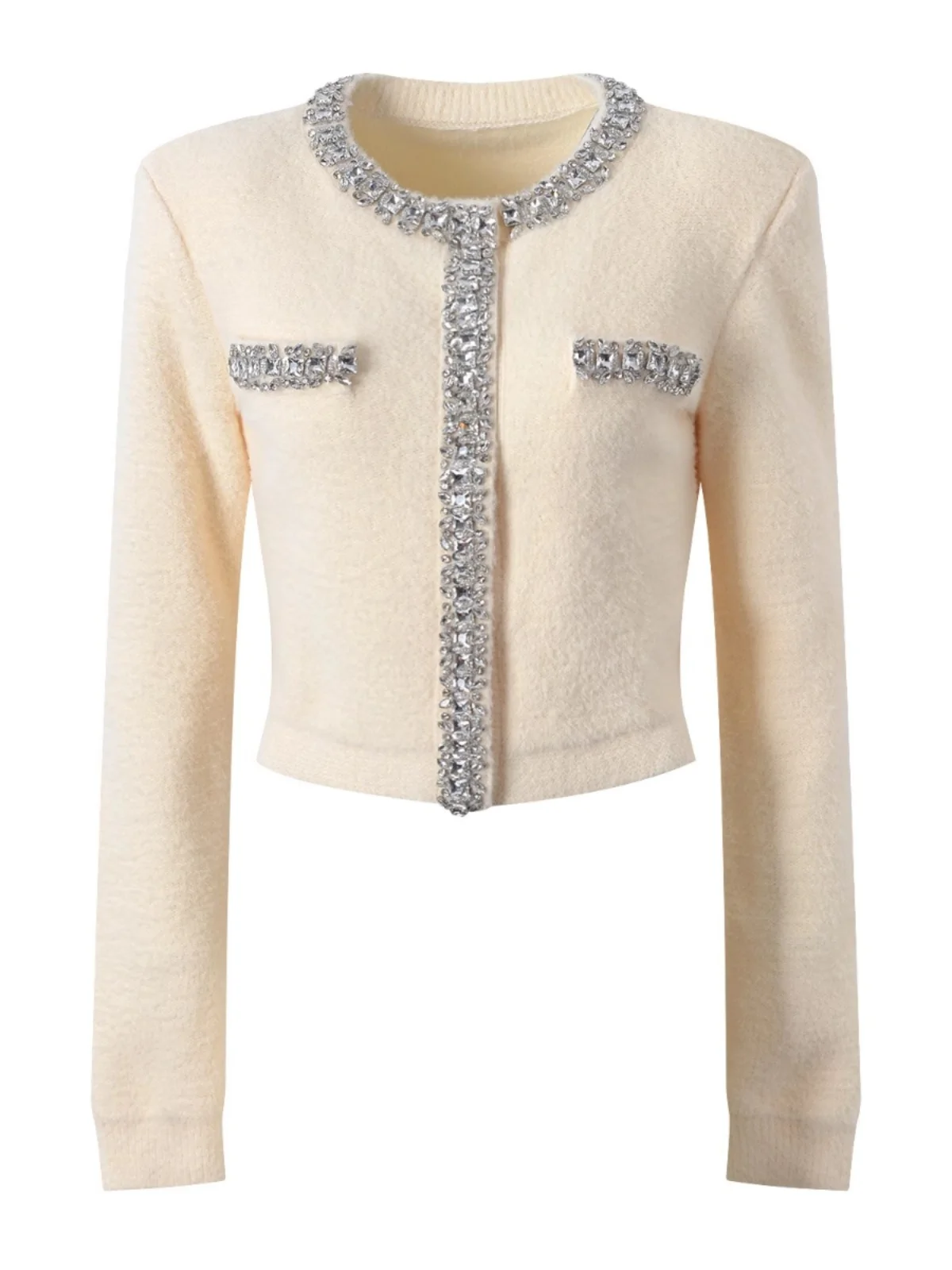 

Ele round Ne Knitwear Jaet with Diamond Decorations Slim Fit Fi Tail Skirt Faionable Age Reducing Women's Set