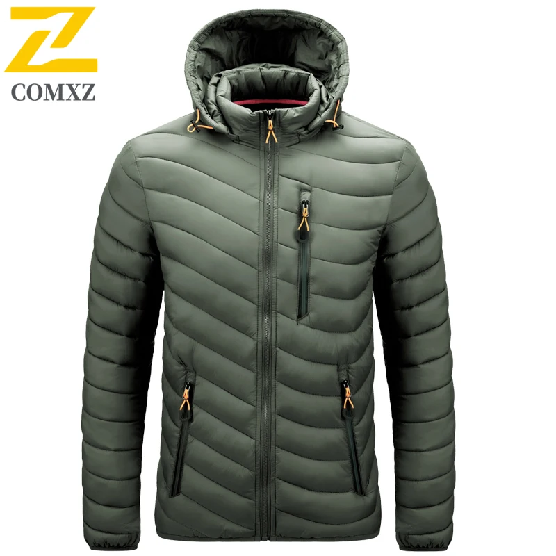 Men\'s Winter Down Jacket New Solid Color Casual Loose Plus Size Outdoor Travel Hooded Overalls Cotton Clothes Men\'s Thermal Coat