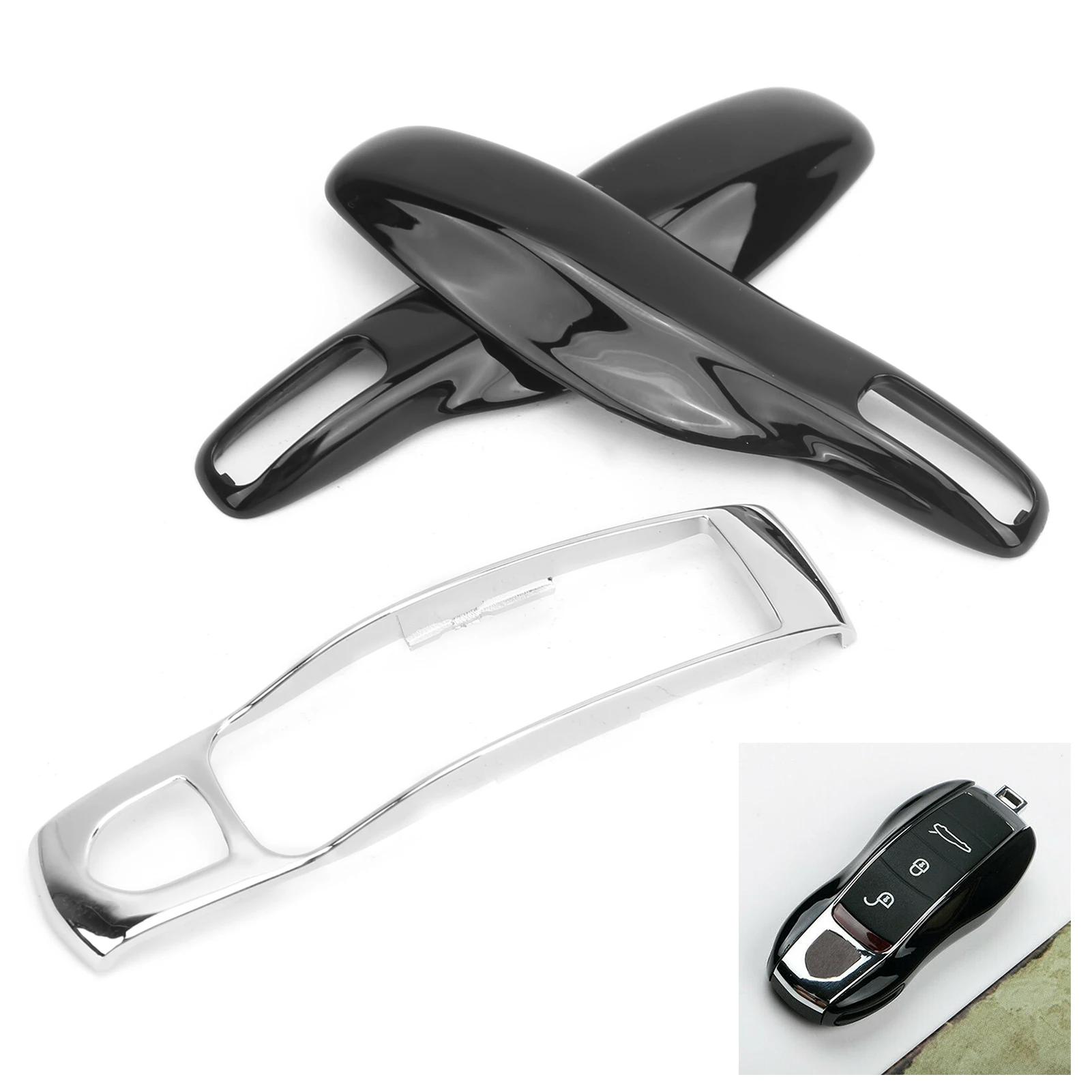 Car Remote Key Fob Case Trim Protective Cover Fit For Porsche 911/Panamera Macan Boxster