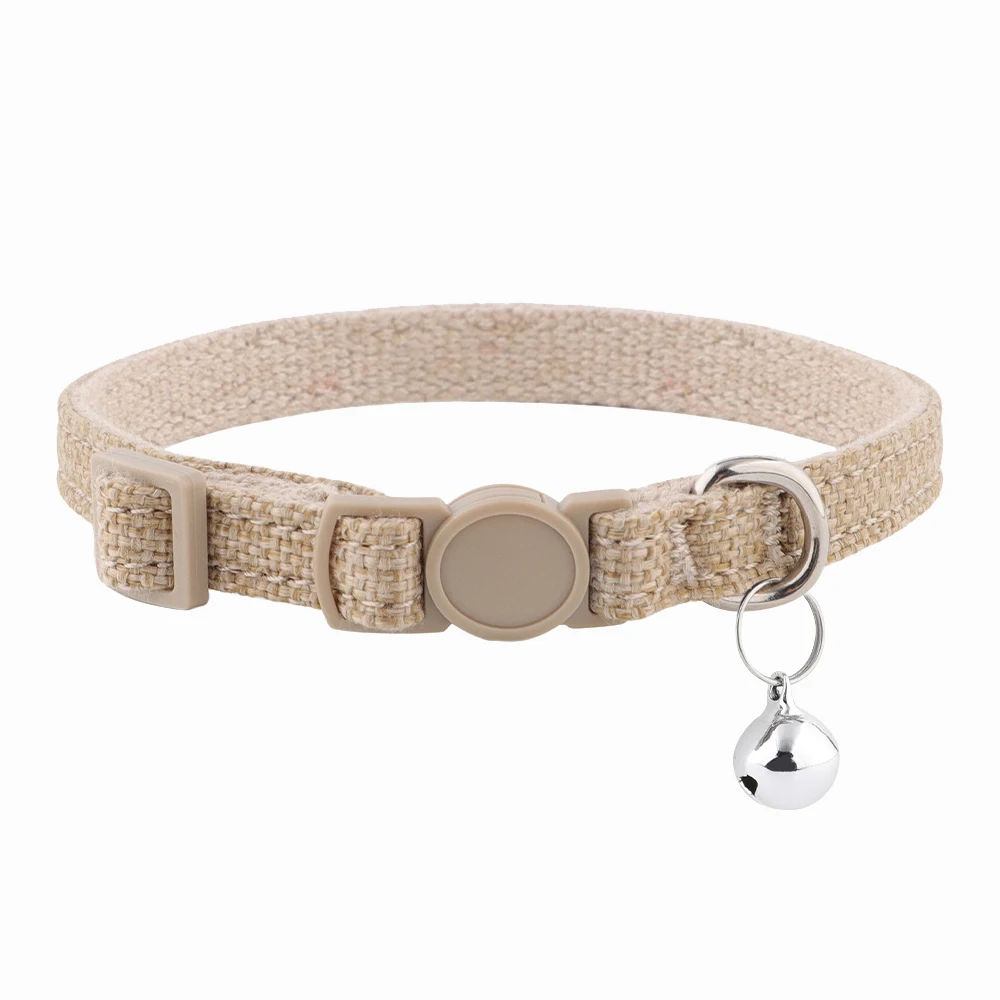

Cat Collar Breakaway Adjustable White Hemp Safety Buckle Wedding Cat Necklace with Bell Collar Accessories for Cats Small Dogs