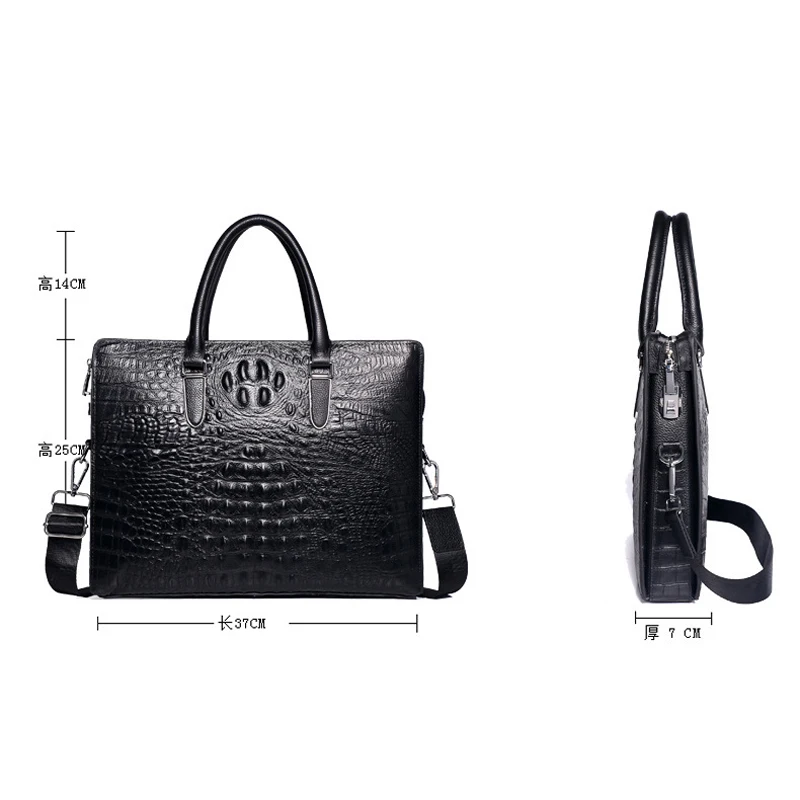 Étui à bombes en cuir véritable de vache alligator pour hommes, sac de messager pour ordinateur portable, étui à bombes pour hommes d'affaires, sac de luxe lancé, nouveau