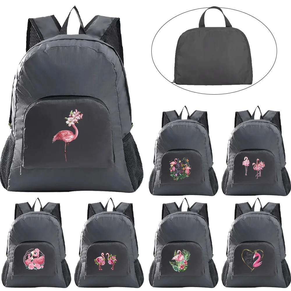 

New Lightweight Backpack Ultralight Packable Foldable Rucksacks Outdoor Travel Hiking Kids Small Daypack Mini Bag Flamingo Print