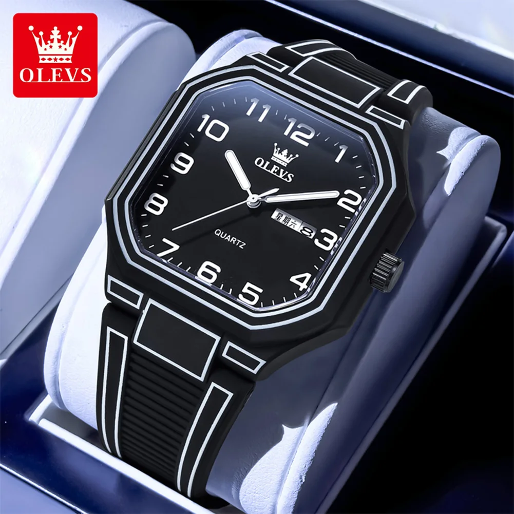 

OLEVS лучший бренд класса люкс мужские часы водонепроницаемые спортивные часы силиконовый ремешок в стиле комиксов кварцевые наручные часы Relogios Masculino
