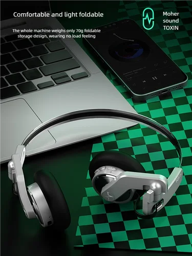 Imagen 2 del producto TOXIN Trend X Retro Auriculares inalámbricos con Bluetooth sobre la oreja ligeros plegables con micrófono cómodos almohadillas para la música