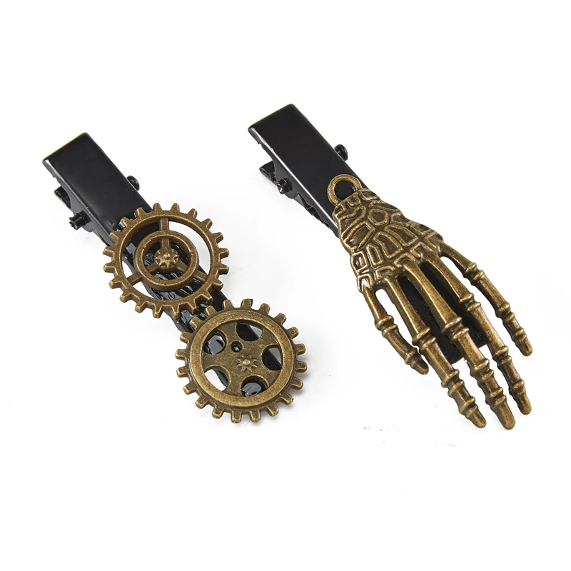 Steam Punk Hair Clip Gothic Gears Hairpin Retro Lolita Cogs Skeleton Barrette Steampunk Headwear