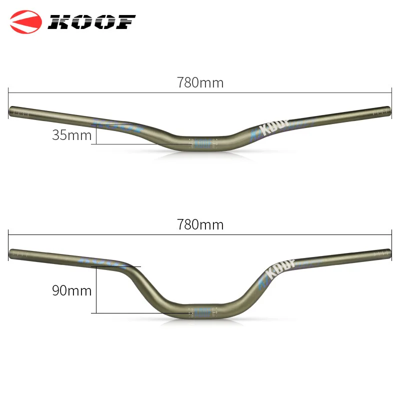 Manillar de bicicleta de montaña de aleación de aluminio - Barra elevadora de descenso MTB de 780 mm para bicicleta todoterreno