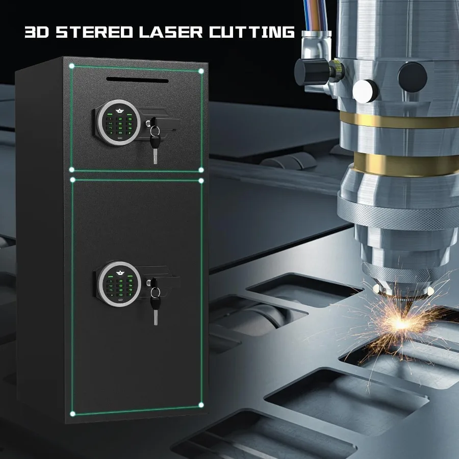 صندوق أمان كبير مزدوج الباب مقاوم للحريق ومقاوم للماء بطول 6.5 قدم مكعب آمن مع ضوء LED ونظام إنذار مزدوج خزائن منزلية رقمية