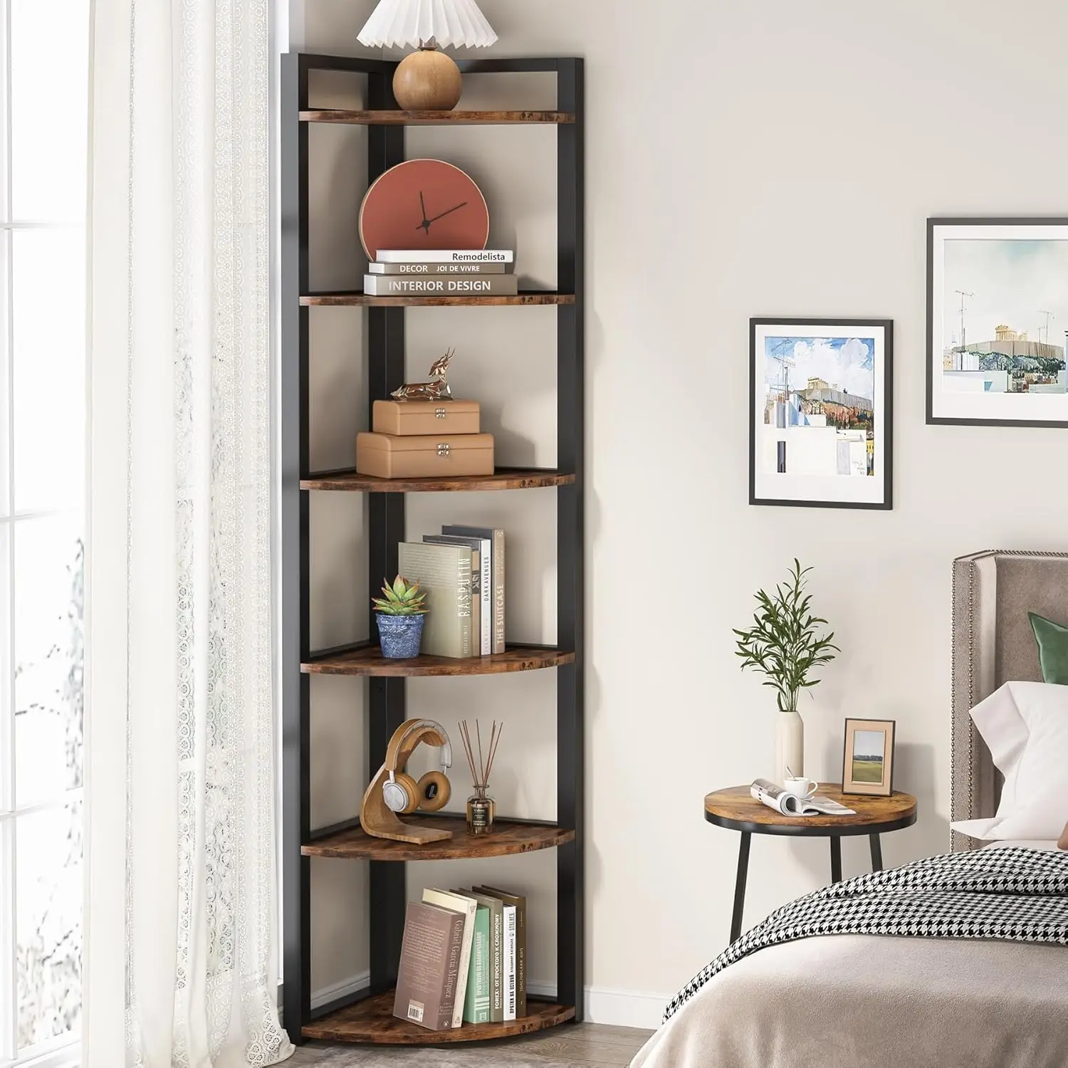 

Tribesigns 6 Tier Corner Shelf, 70.9 Inch Tall Corner Bookshelf Small Bookcase Rustic Corner Shelving Unit Storage Rack