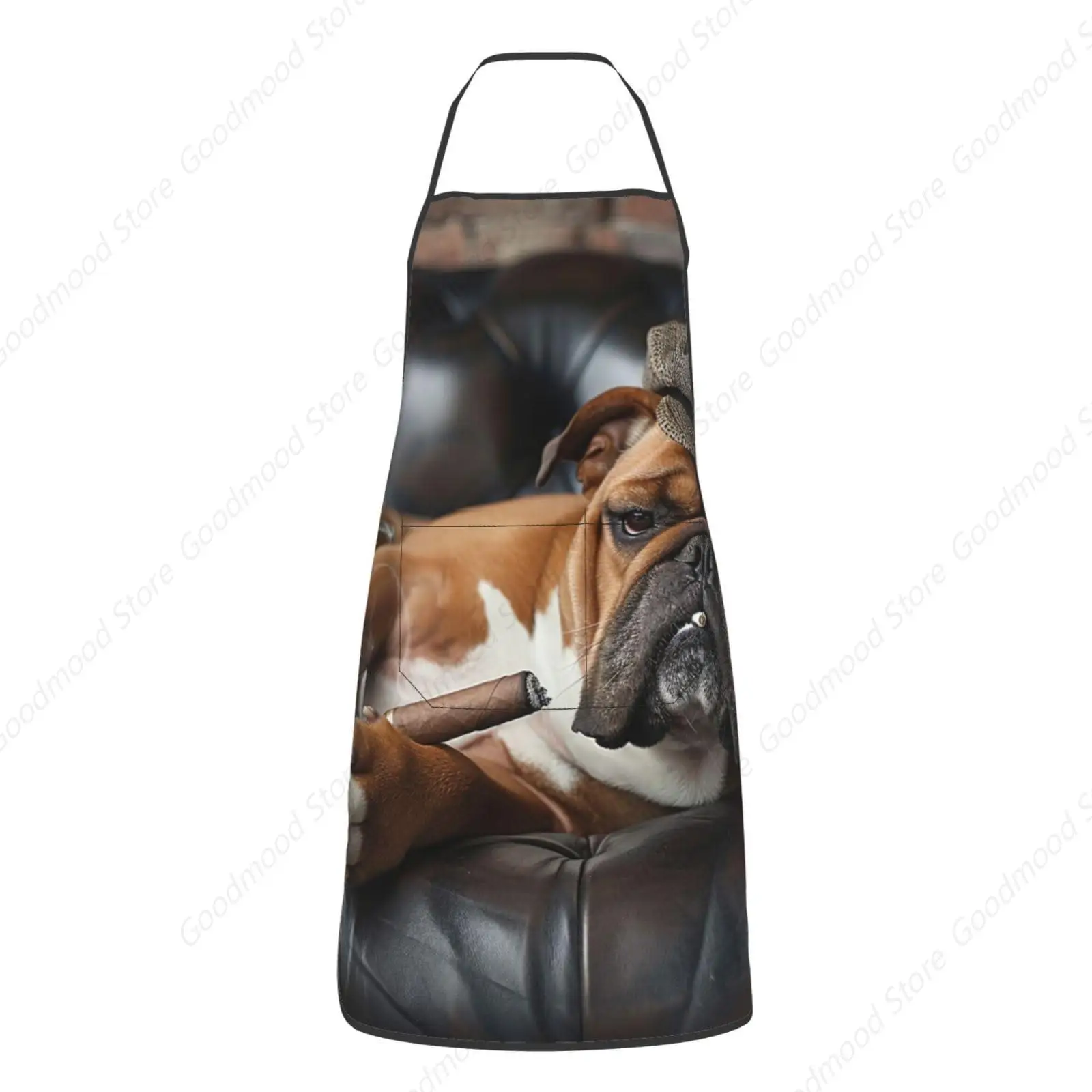 Cool bulldog cigar gangster delantal de estilo mafia con bolsillo, babero de cocina impermeable, delantal de Chef para corte de pelo de barbacoa, pintura para hornear, cocinero