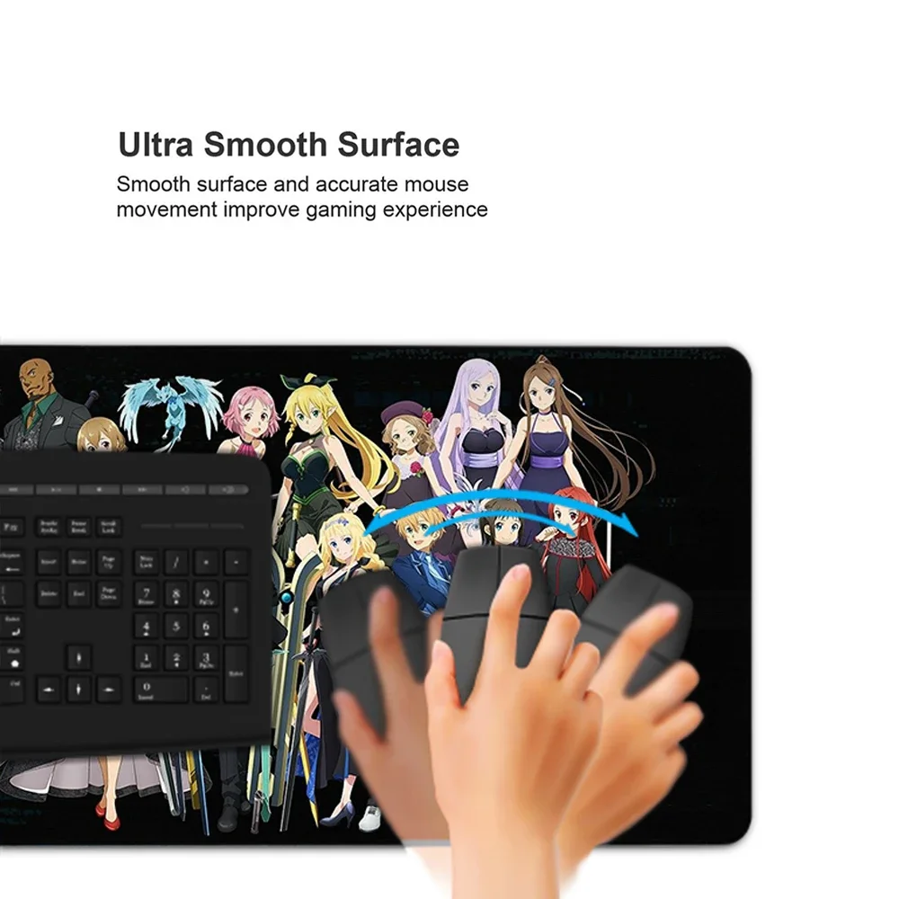 Sword Art Online Sao Anime Mouse Pad Gamer Large Rubber Durable Locking Edge Gaming MousePad XXL Laptop Desk Mat Keyboard Pad