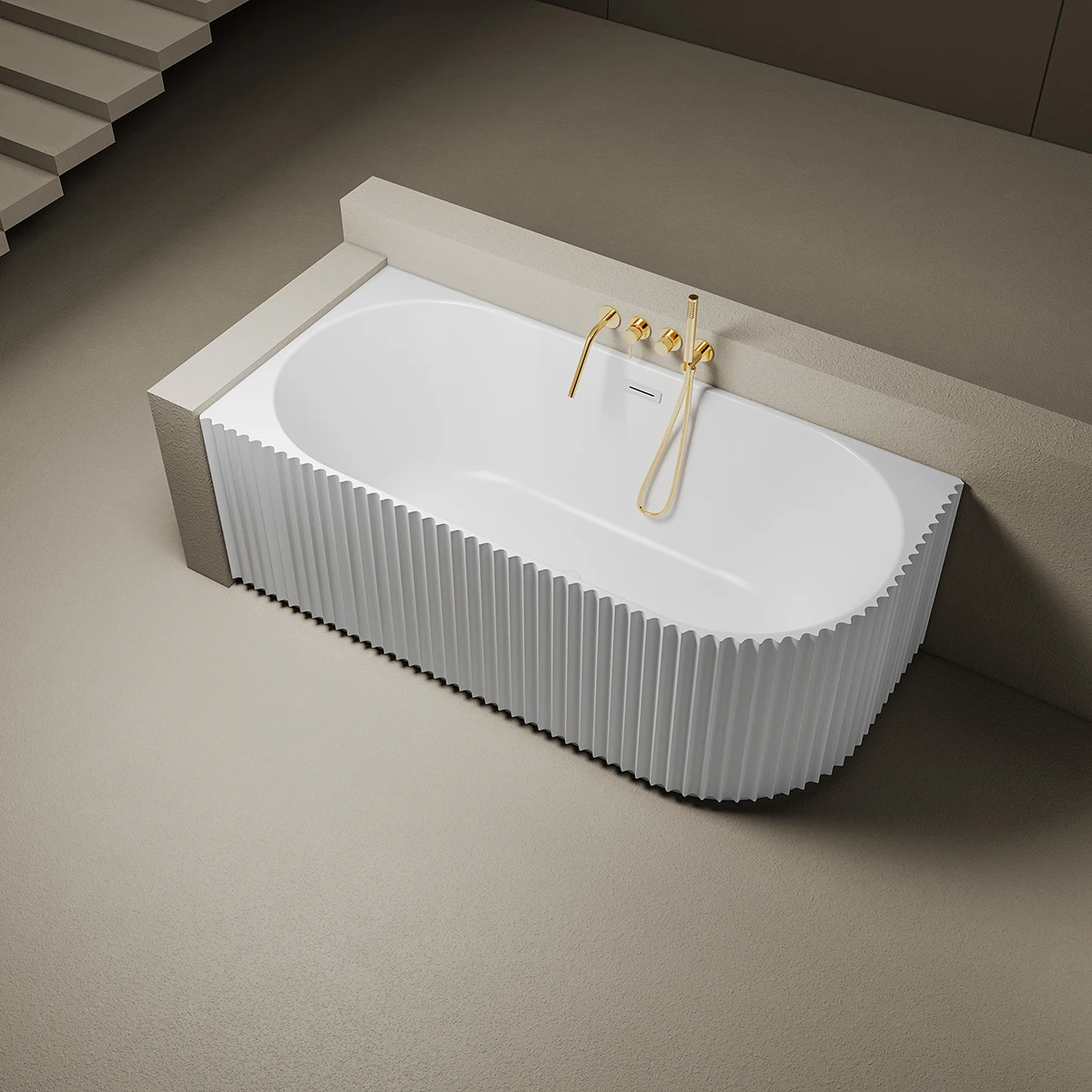 xx-Suly Merlin Left Handed Wide Fluted One Large Rounded Corner Facing Outward Acrylic Freestanding Bathtub Soaking Bath*