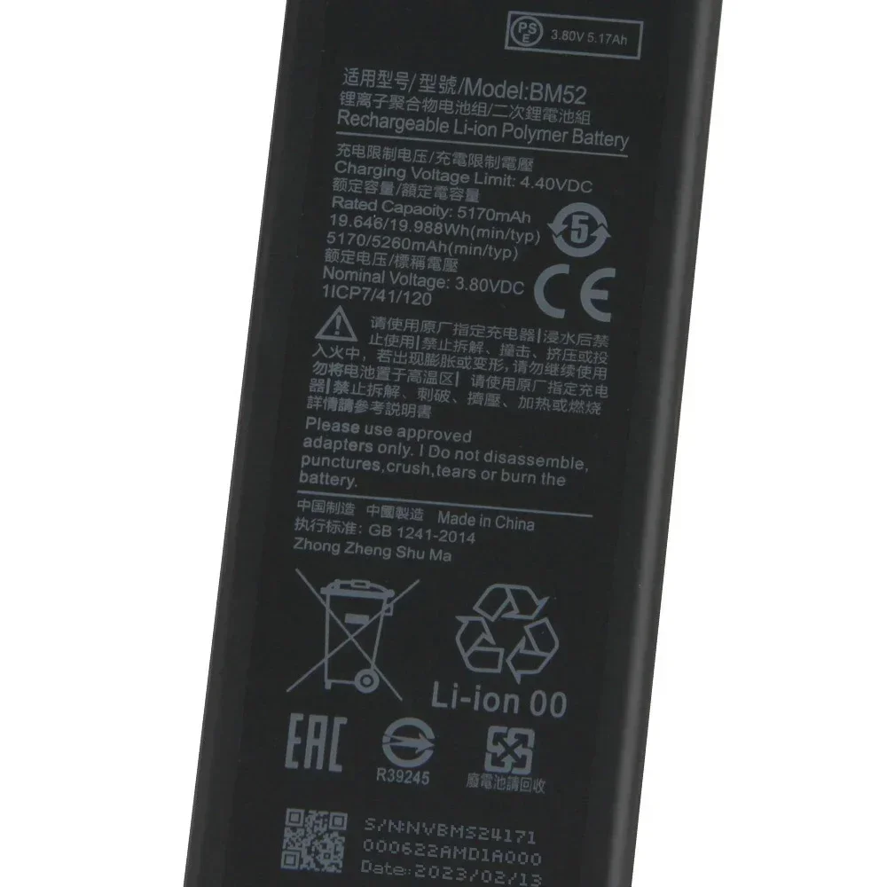 Production in 2024 Phone Replacement Battery BM52 For Xiaomi CC9 PRO NOTE10 Note10 Pro 5260mAh Quality Batteries With Tool