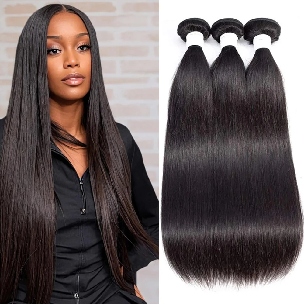 

Наборы прямых человеческих волос 36-40 дюймов, бразильские, 100% натуральные волосы, Remy Hair, наращивание волос для женщин