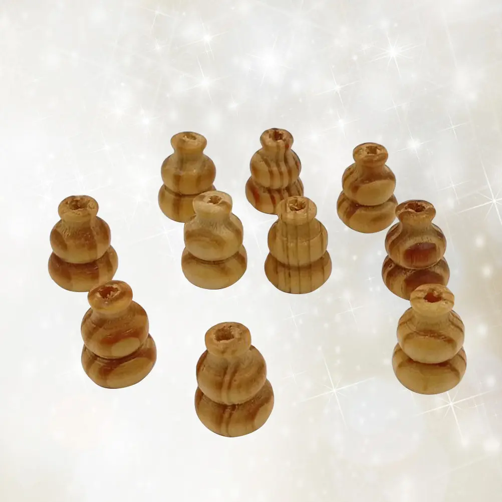 50Pcs Wood Beads Hollow Out Gourd Shape Solid Color Natural Tone Smooth Beads for Handmade Crafts Home Party Decoration 13x19mm