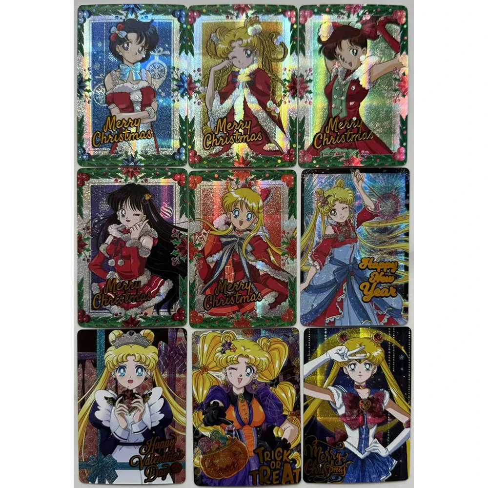 9PC/Set Anime Goddess Story DIY ACG Tsukino Usagi Hino Rei Kino Makoto Mizuno Ami Boy Games Toy Collectible Cards Birthday Gifts
