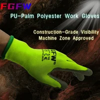 10 Pairs PU Coated Work Gloves - Lightweight, Durable Safety Gloves EN 388/ISO20471 Certified, Sizes S/M/L/XL 5