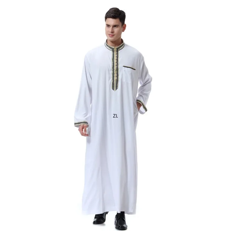 Vestido longo Thobe para homens, Kaftan Abaya, Vestido muçulmano, Jubba Thoub, Ramadã do Oriente Médio, Vestuário Islã, Dubai, Arábia Saudita, Árabe, Eid