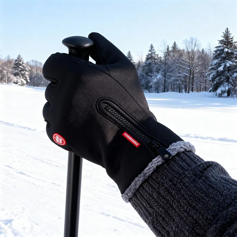 TOSUOD قفازات ركوب الدراجات الدافئة الخريف الشتاء يندبروف المضادة للانزلاق قفازات الصوف لمس