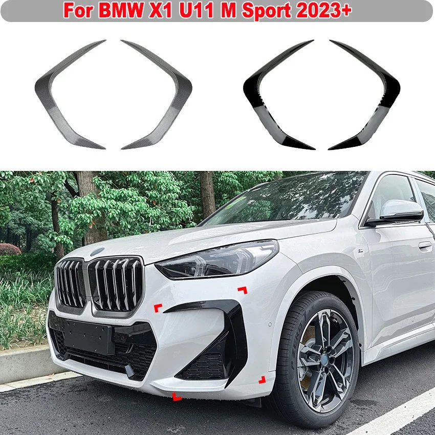 For BMW X1 U11 M Sport 2023+ Front Bumper Splitters Spoiler Diffuser Air Vent Intake Sticker Cover Trim Body Kit Car Accessories