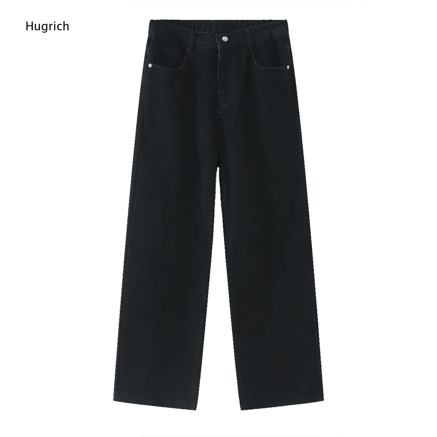 Vintage Whisker Washed Five Pocket Straight Leg Minimalist Travel Office Basic Casual Wide Leg Pants