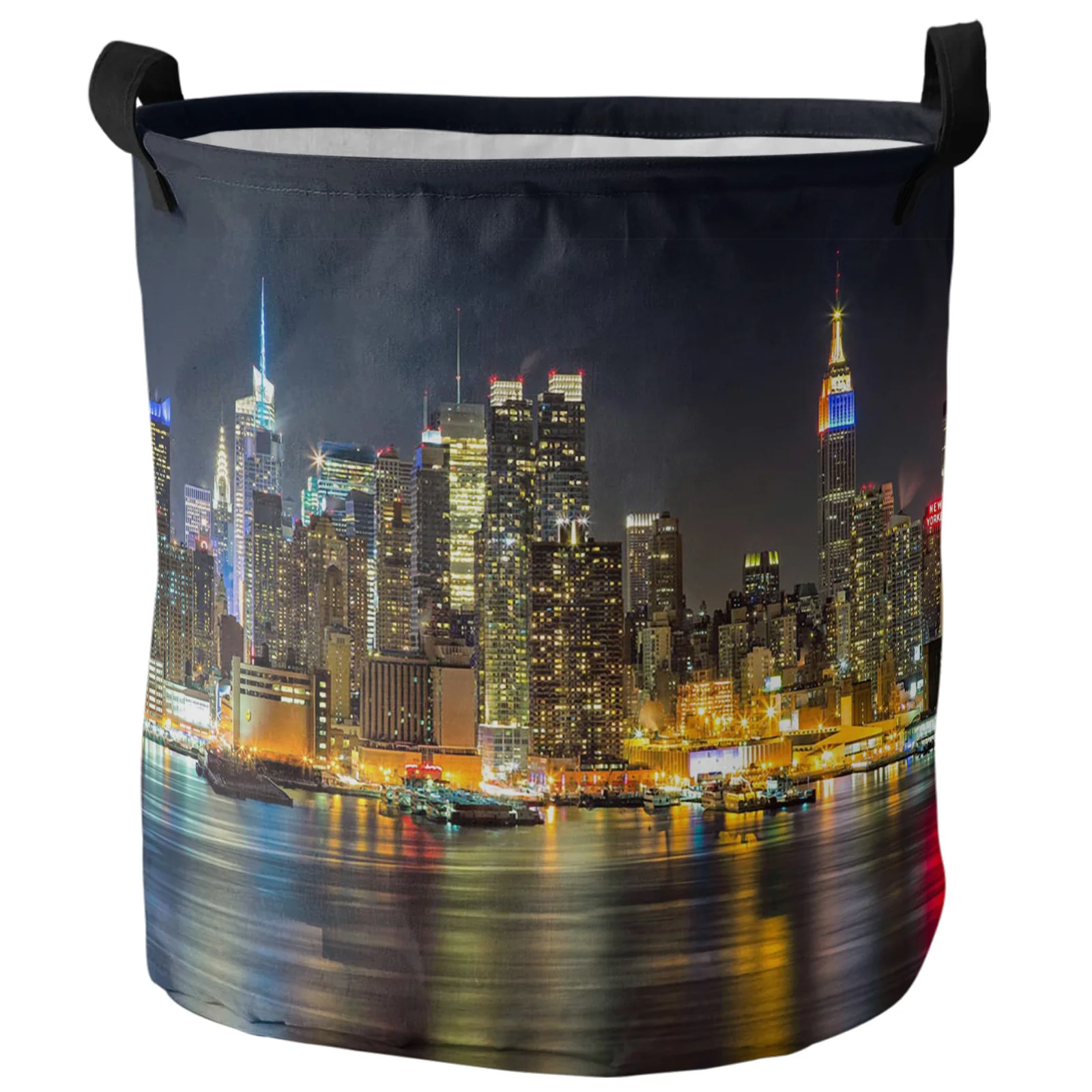 Manhattan City Night View Dirty Laundry Basket Foldable Waterproof Home Organizer Basket Clothing Children Toy Storage Basket