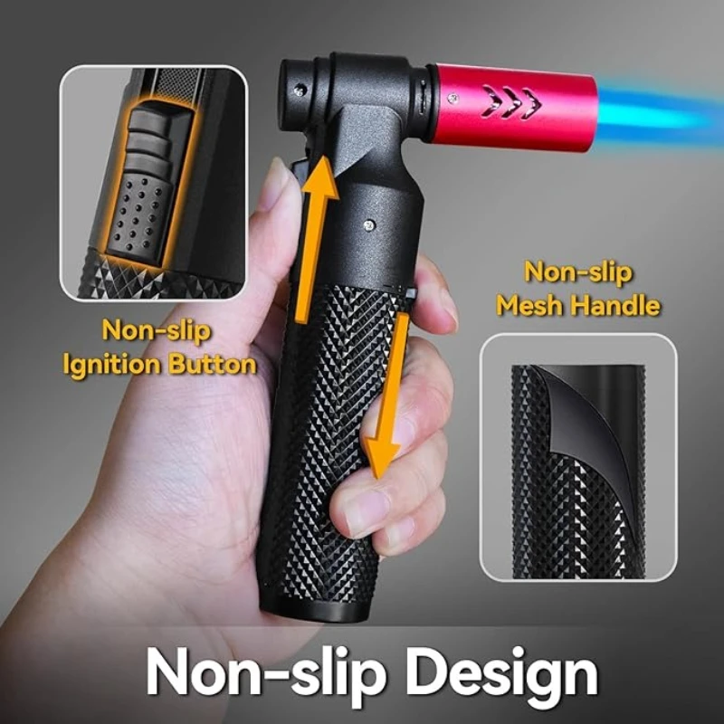 Butane Torch Lighter Big Jet Flame Refillable Portable Butane Torch Adjustable Mini Blow Torch for Camping Grill Culinary Tool