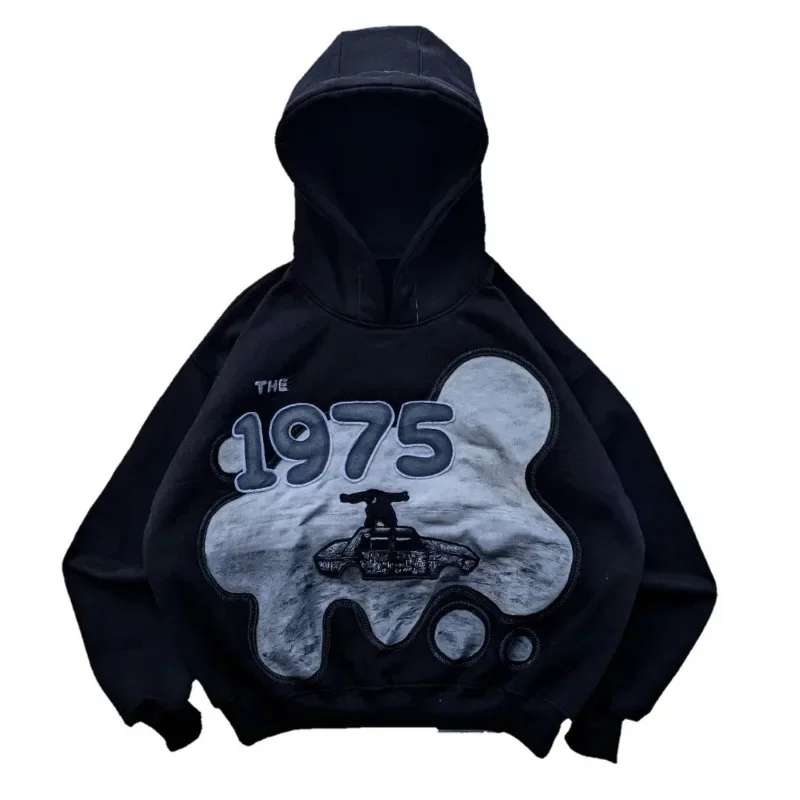 European and American Fashion New Letter Printed Oversized Hoodie Women Y2k Harajuku Gothic Punk Casual Zipper Sweatshirt Men