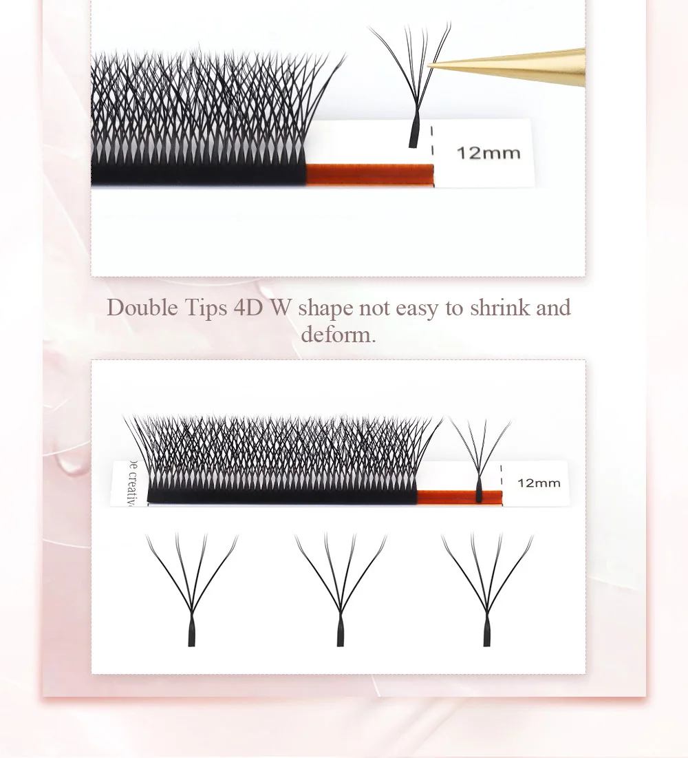 NAGARAKU Doppelspitzen 4D W-Form Wimpernverlängerungen Split Top 8 Einzelne Verschränkte Wimpern – Detail 5