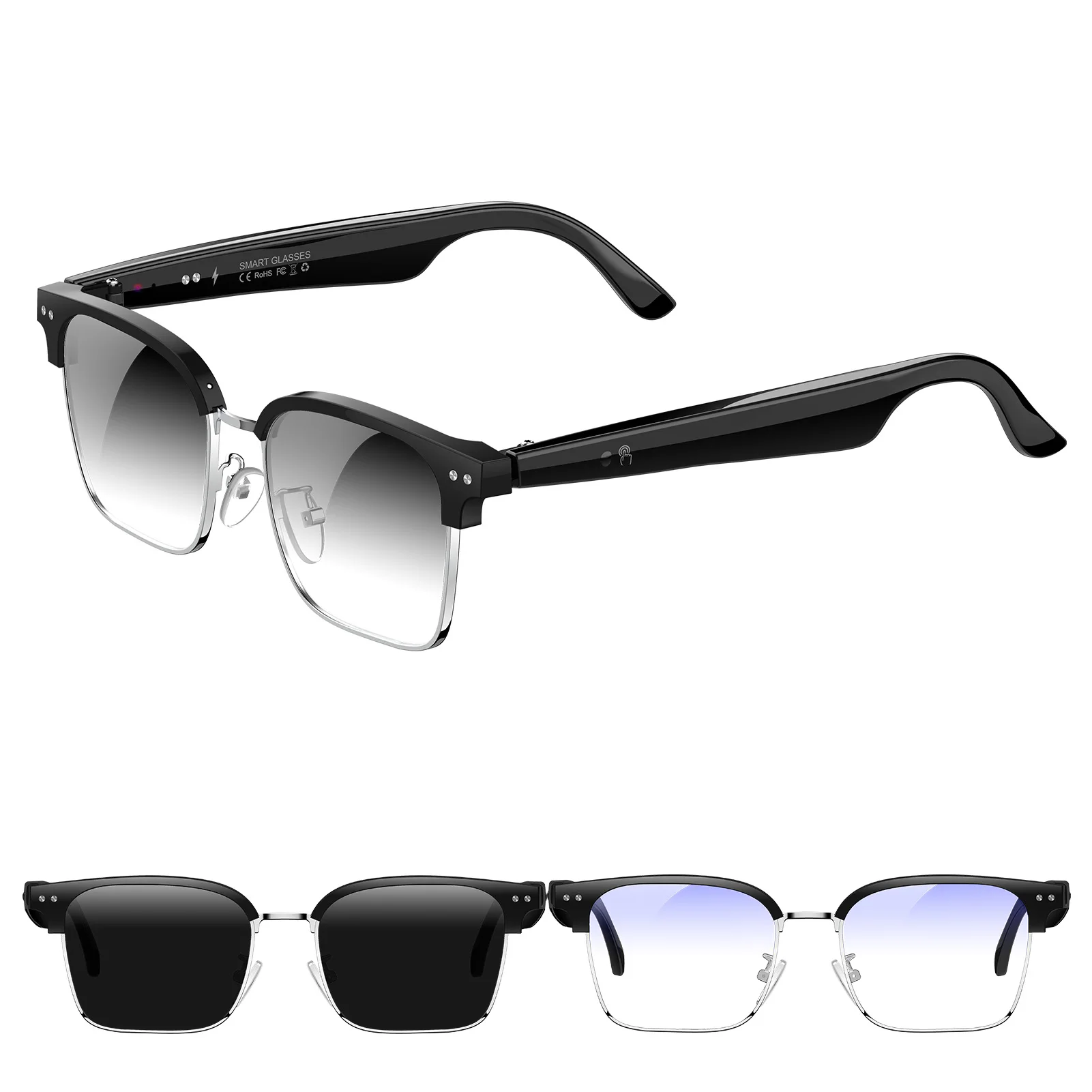 

Солнцезащитные очки для звонков BT Умные очки Поддержка звонков BT AI Перевод в реальном времени Запись видео Легкий вес для путешествий и работы