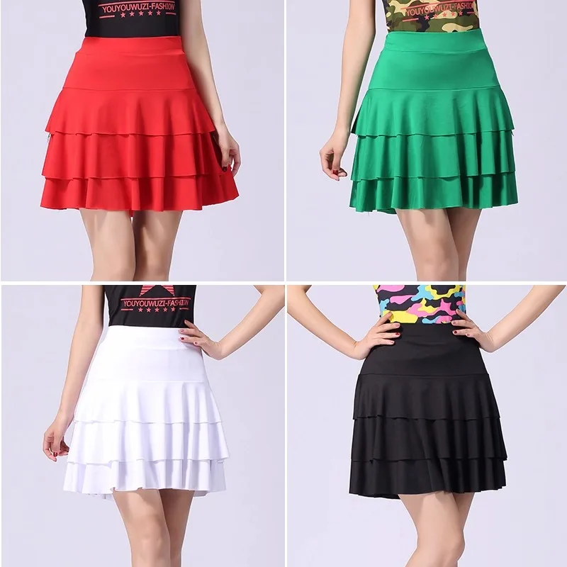 UK-Latin-Tanzrock – gestufter Performance-Rock mit hoher Taille für Damen für Ballsaal und Square Dance, vielseitiger Übungs-Kurzrock
