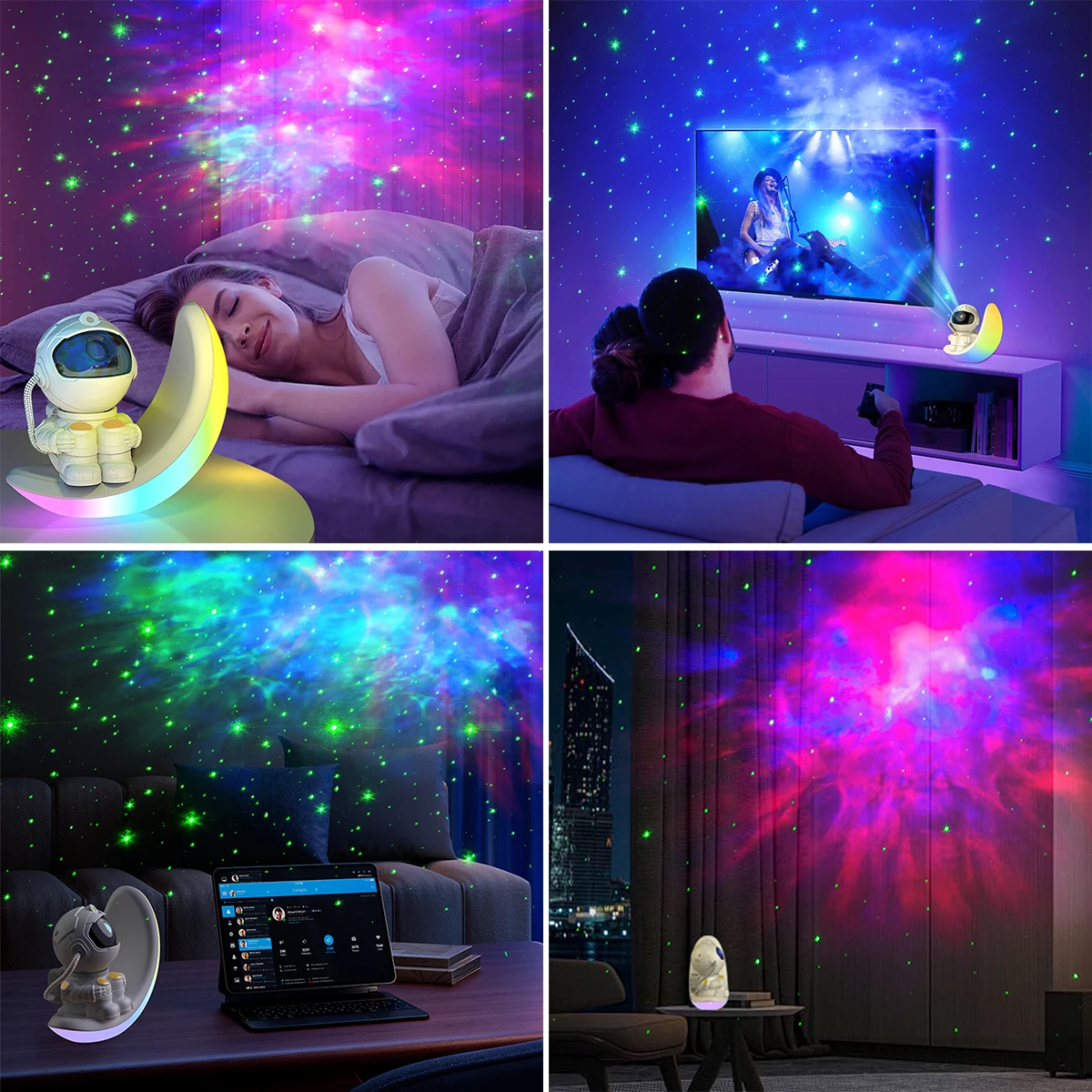 Astronaut Galaxy Star Projector Night Light 360° Space Man Colorful Moon Buddy Starry Nebula Ceiling Projector Sky LED Starlight