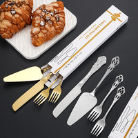 2PCS Vintage Palace Stainless Steel Bread Knife and Cake Spatula Set, Carved Hollow Design Elegant Cake Server for Parties