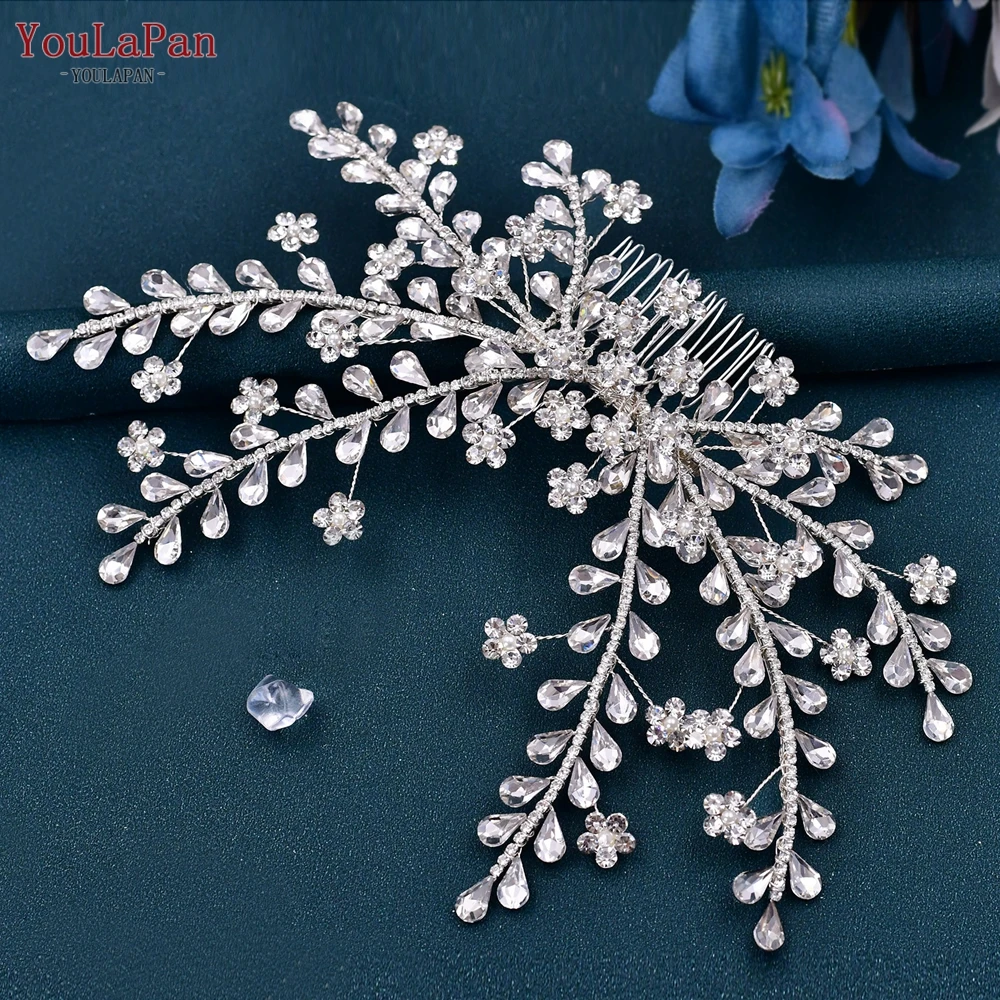 YouLaPan HP507 Bridal Headpiece with Comb Rhinestone Woman Hair Clips Wedding Hair Accessories Bride Headdress for Party Jewelry