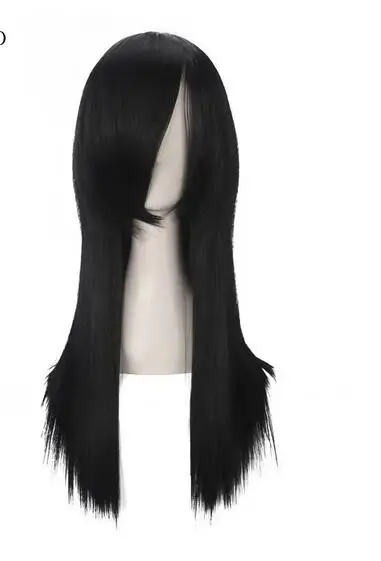 60cm/23.6inch Black Straight Long Synthetic Hair Full Bangs High Temperature Fiber Cospaly Full Wigs