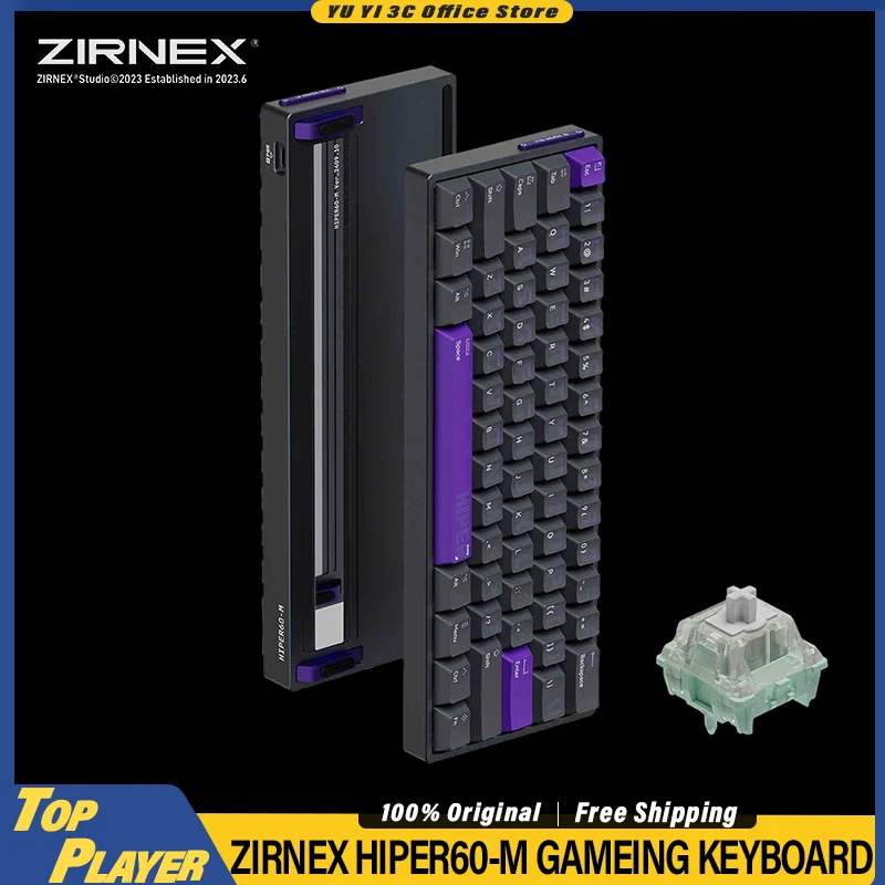 

Игровая клавиатура ZIRNEX HIPER60 M, индивидуальный магнитный переключатель Gateron Jade, с возможностью горячей замены, поддержка 8K, скорость покатания 0,02RT RGB DKS MT