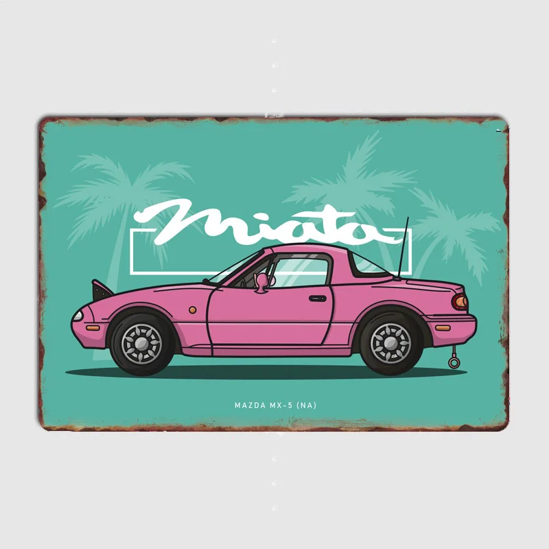 MX5 Miata With its Pop up Headlights Classic Car Metal Poster Sign Custom Posters Indoor Bedroom Room Decoration Home Decor