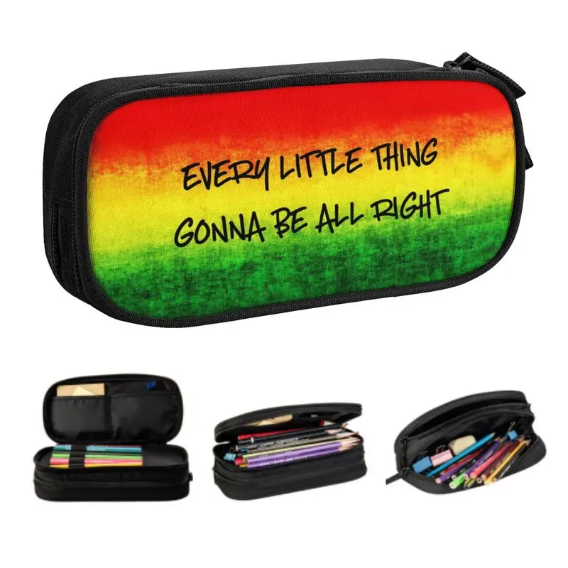 Custom Every Little Thing Gonna Be All Right Pencil Case for Girls Boys Large Capacity Jamaica Flag Pen Bag Box School