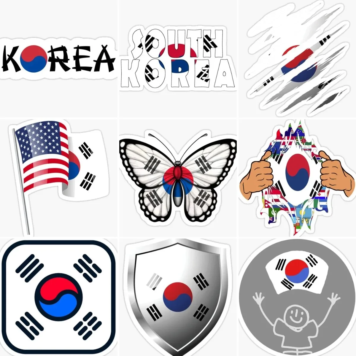 Korea Flag Emblem Sticker Motorcycle Vinyl Laptop Bumper Car Bicycle Wall Truck Table Window PVC Assecories Self-adhesive Decals