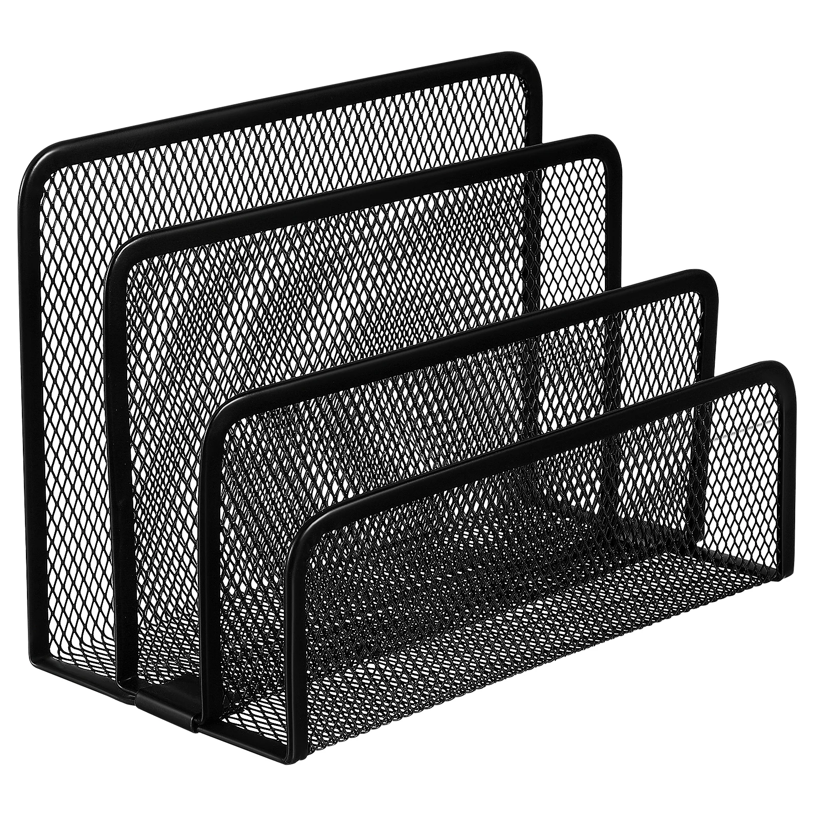 Three Section Desktop File Organizer Metal Mesh Letter Holder for Office Home Use Document Storage Shelf Vertical File Holder