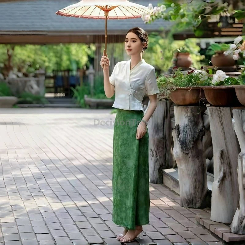 

2025 chinese dai minority women's daily tea garment southeast asian travel thailand clothing ethnic style traditional clothes