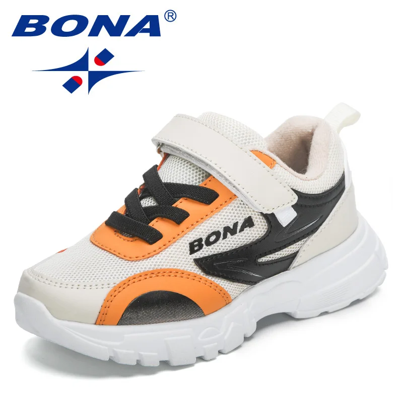 BONA 2023 New Designers Popular School Sports Mesh Shoes For Kids Tennis Casual Sneakers Children Running Jogging Shoes Girl Boy