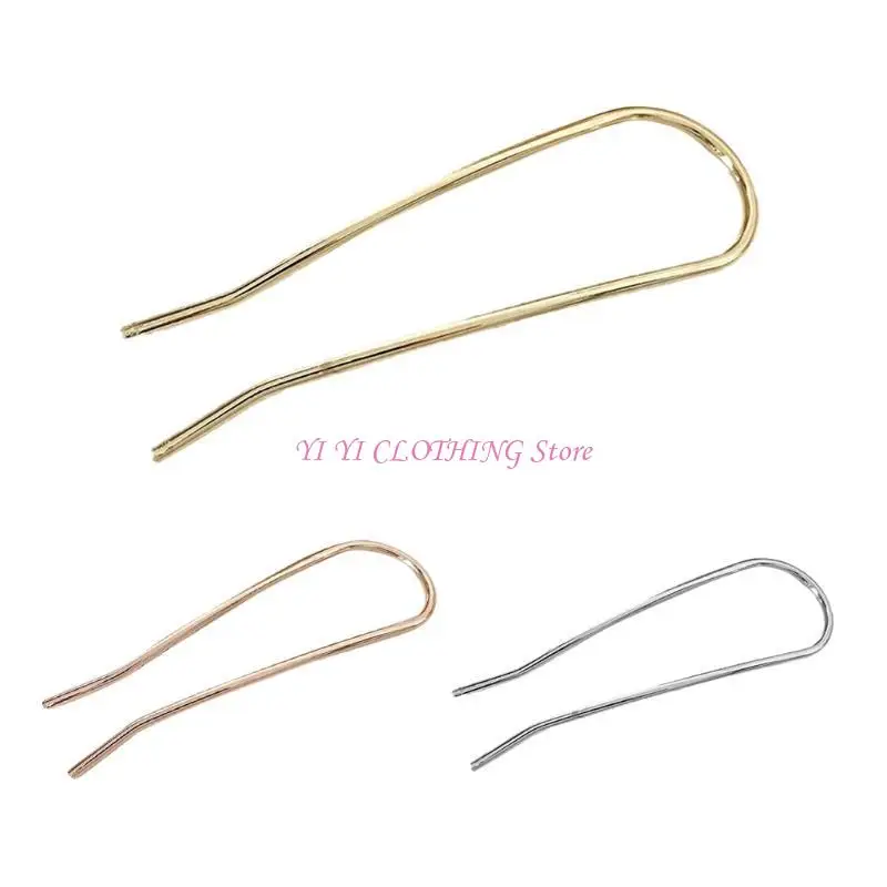 

N5KF Metal U Hair Fork Clip Alloy Gold-Plated 2 Prong Updo Chignon Pin Bun Holder Geometric Hair Styling Tool
