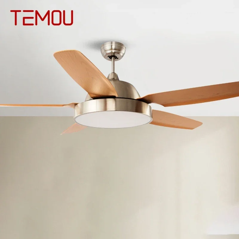 

TEMOU Nordic LED Fan Light Modern Minimalism Restaurant Living Room Study Ceiling Fan Light Remote Electric Fan Light