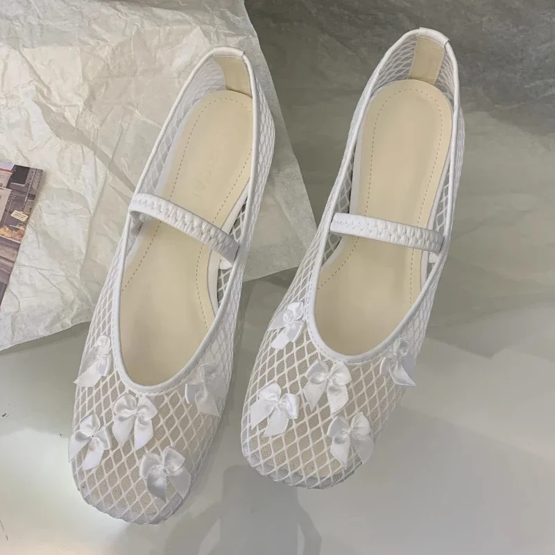 

Новые летние дышащие сетчатые туфли Мэри Джейн, женские летние туфли 2024, женская обувь с квадратным носком, брендовые балетки на мягкой подошве, женские балетки на плоской подошве