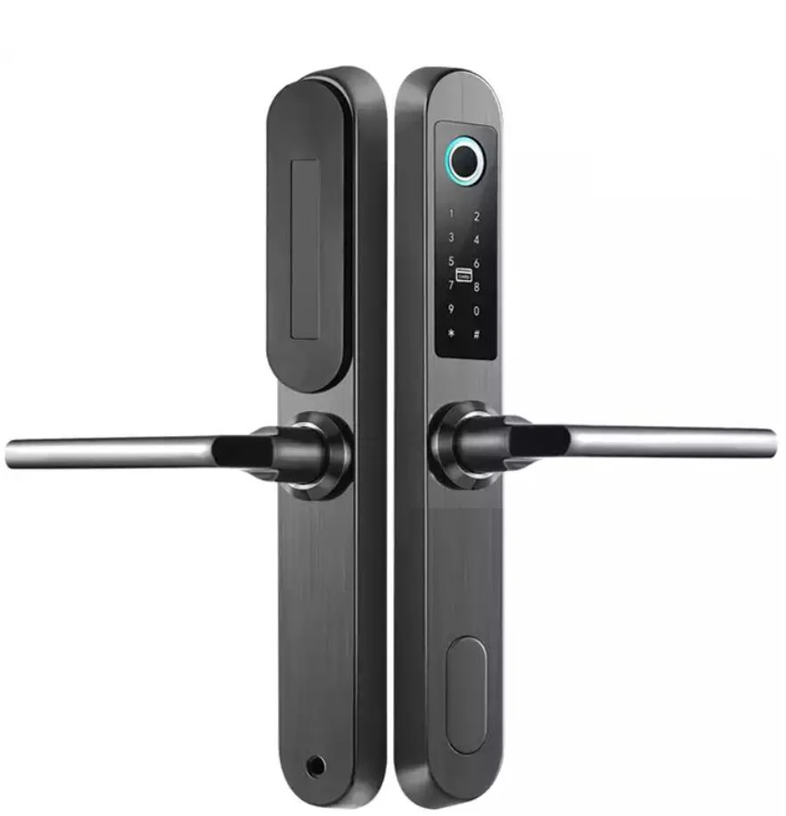 Waterproof Biometric Fingerprint Aluminum Handle DoorLock Electronic Smart RFID Card Code Lock For Metal Glass Door