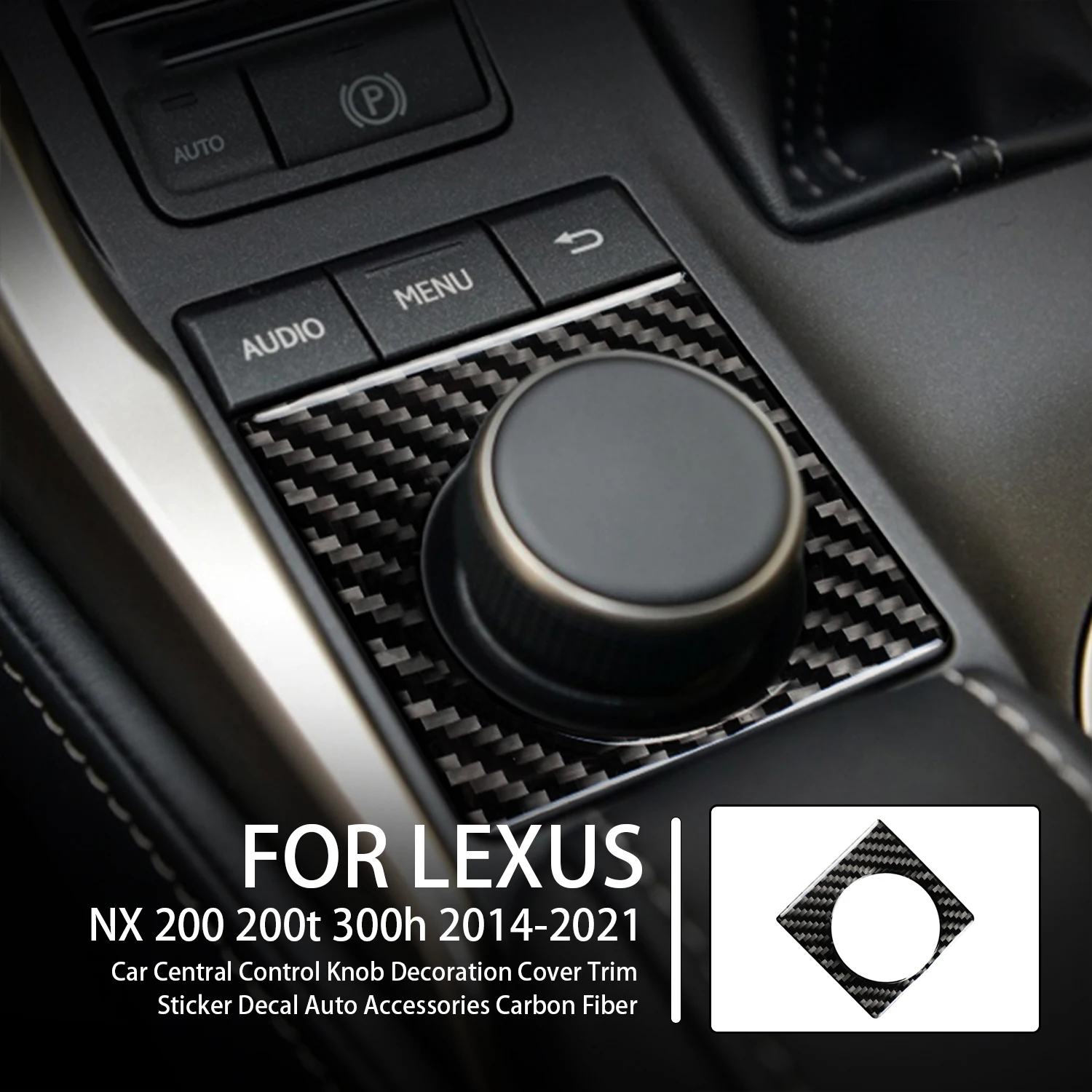 Car Central Control Knob Decor Cover Trim Sticker Decal Carbon Fiber Interior For Lexus NX 200 200t 300h 2014-202 Accessories