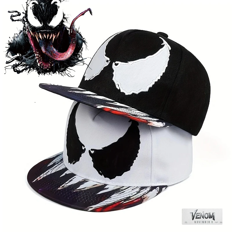 Anime Figure Venom Hat Hip Hop Baseball Cap Prints Embroidery Pattern Sun Hat Ventilation Leisure Cool Boys Halloween Gifts