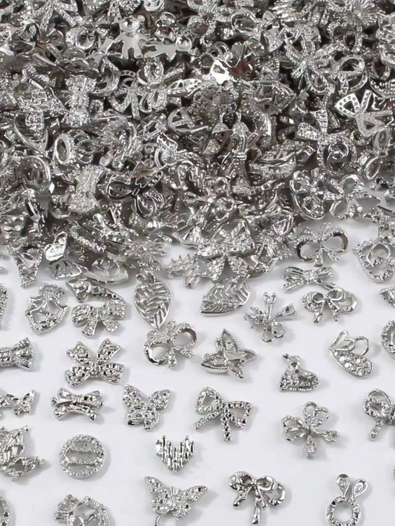 30/50pcs Luxury Golden/Sivery Zircon Nail Charms, 3D Alloy Nail Rhinestones Gems, Metal Flower Butterfly Nail Art Charms for Nai