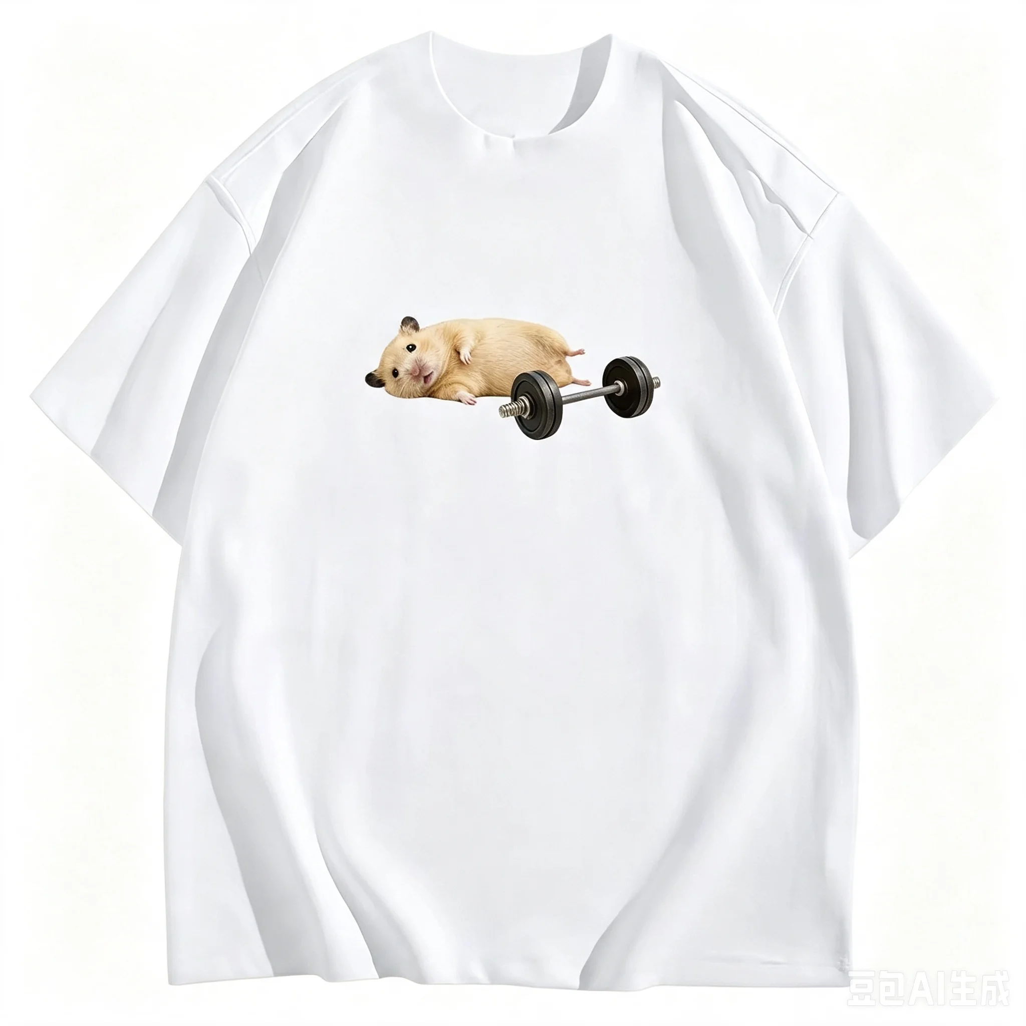 2026 Cotton Fabric Funny Hamster Weightlifting Meme T-Shirt Gym Humor Graphic  Tees Summer Short Sleeve Casual Str