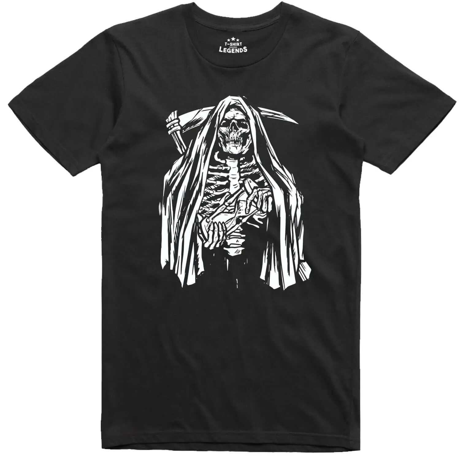 Grim Reaper Squelette T Shirt Fantaisie Horreur Gothique Coupe Standard Coton